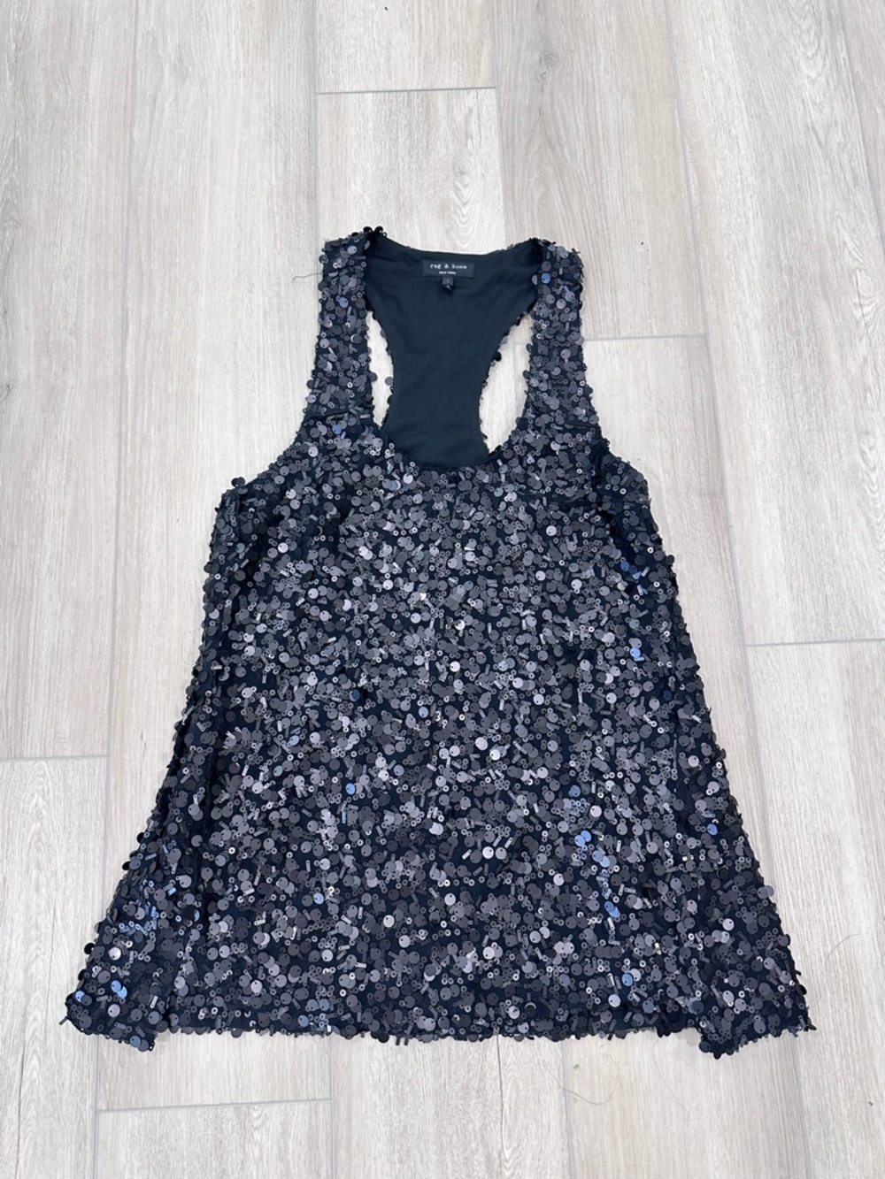 Rag & Bone sequins racerback halter top black small